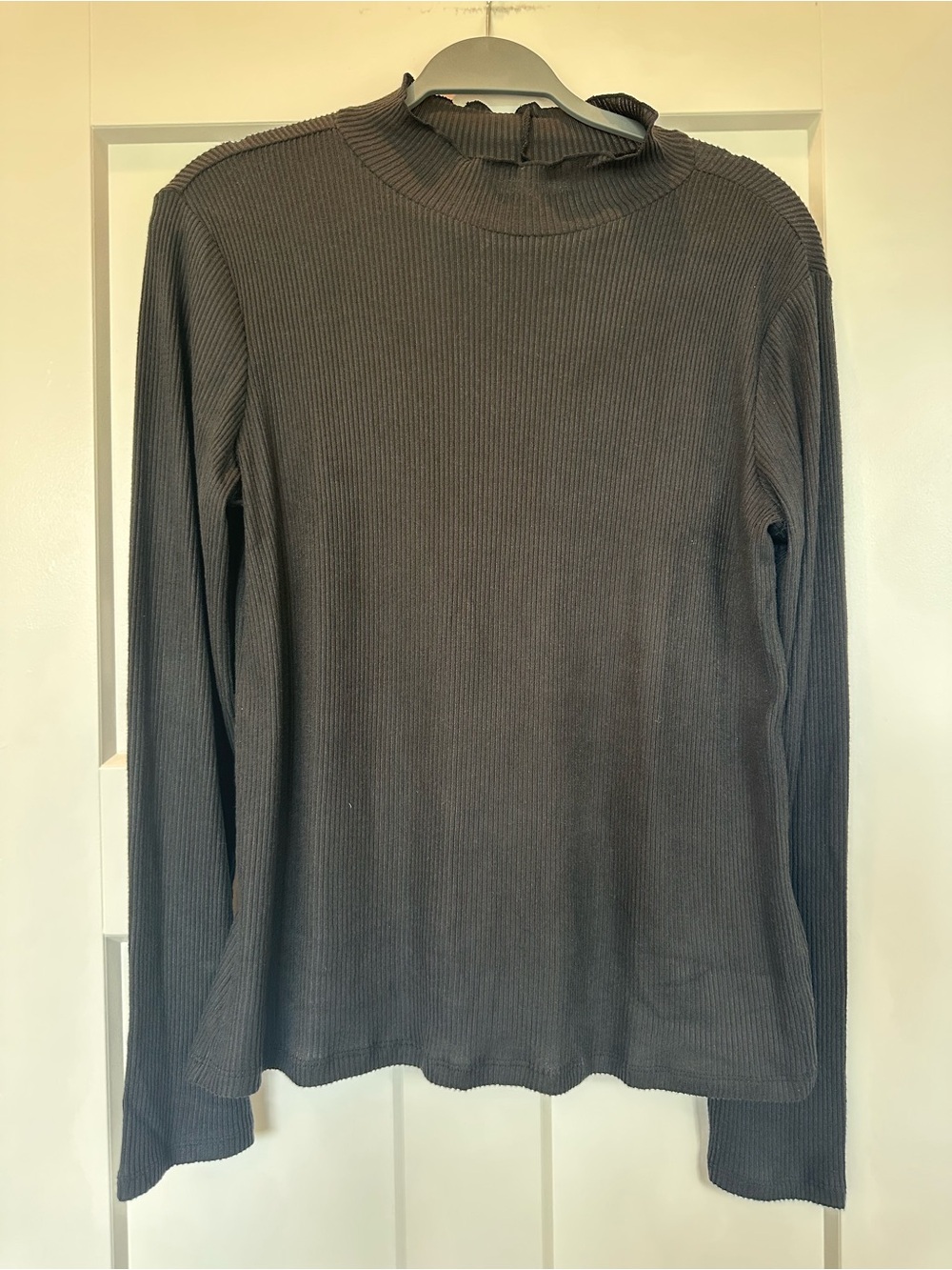 Maurices Ribbed Mock Neck Long Sleeve Top - Charcoal Gray